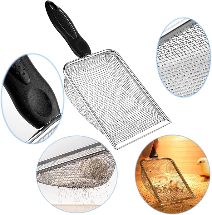 itPlus Cat Litter Scoop, Stainless Steel Cats Sturdy Mesh Scooper Kitty Metal Scooper Long Handle Scooper Shovel Sifter for All Litter Types Metal Cat Scooper for Litter Box