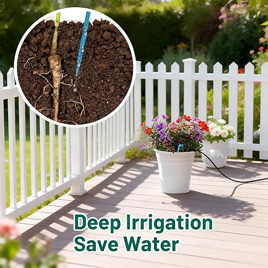 Biling 4W Solar Drip Irrigation System Kit, Digital Programmable Automatic Water Timer with 2200mAh Battery, Water-Saving Garden Watering System for 15-20 Potted Plants Outdoor/Indoor