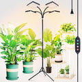 2026 4Head Grow Light with Upgrade Stand, Big Coverage Grow Lights for Indoor Large Plant, Bonsai Tree, 4/8/12/16/20H Timer, 100 Watt Power Draw, NO Need Adapter, 24"-76" Height Adjustable