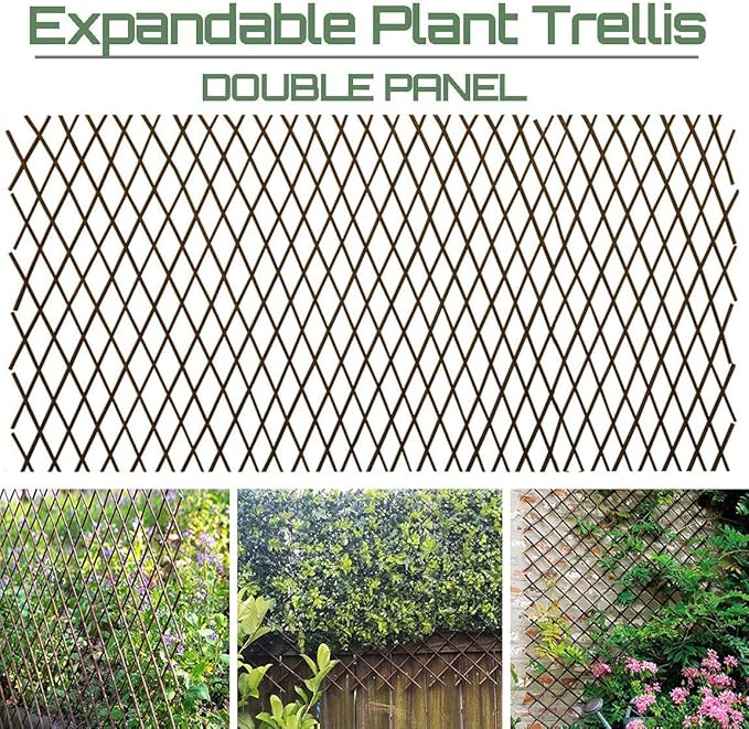Sumery Nature Willow Trellis Expandable Plant Support Plant Climbing Lattices Trellis Willow Expandable Trellis Fence for Climbing Plants Support 36x92 Inch,Double Panel (2, Willow Wicker Fence)
