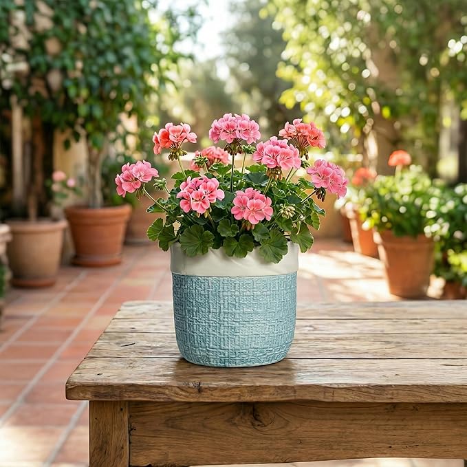Ceramic Pots for Plants - 6 Inch Plant Pot for Indoor Succulent Plants, Round Planters with Drainage Hole, Decorative Flower Pots, Garden House Room Decor, Gardening Gifts for Women, Blue