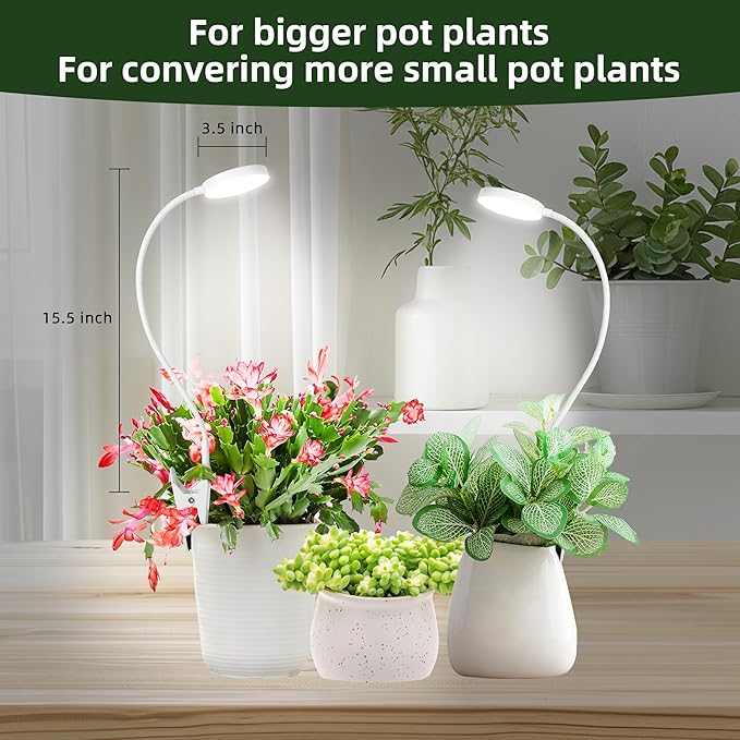 EWPJDK Grow Light for Indoor Plants Full Spectrum Plant Grow Lights 72 LED Plant Light Grow Lamp for Indoor Growing Pot Clip LED Plant Lamp (White, 1)