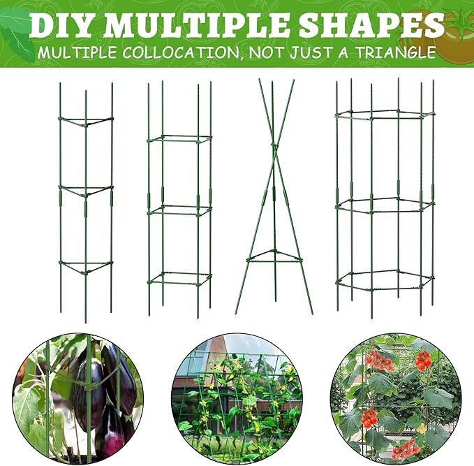 Fabulas 3 Pack Tomato Cages - Tomato Trellis Plant Support Stake Cage for Garden and Pots, Adjustable Tomato Plant Cage Tall Up to 48 Inch for Raised Garden Bed Outdoor Climbing Plants Vegetables