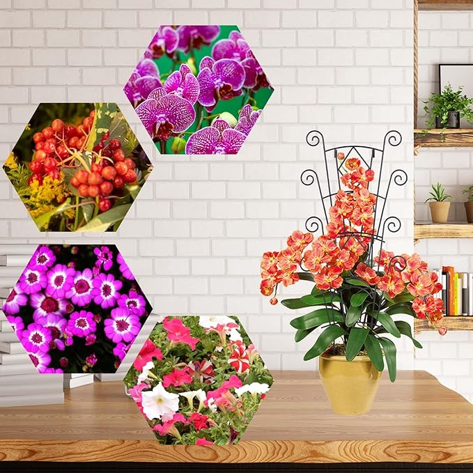 Yhtpouqe 4 Pack Stackable Metal Plant Trellis for Climbing Plants Outdoor/Indoor - Sturdy Garden Trellis for Potted Plants, Vine Support Stakes with Rustproof Design- Decorative Plant Support