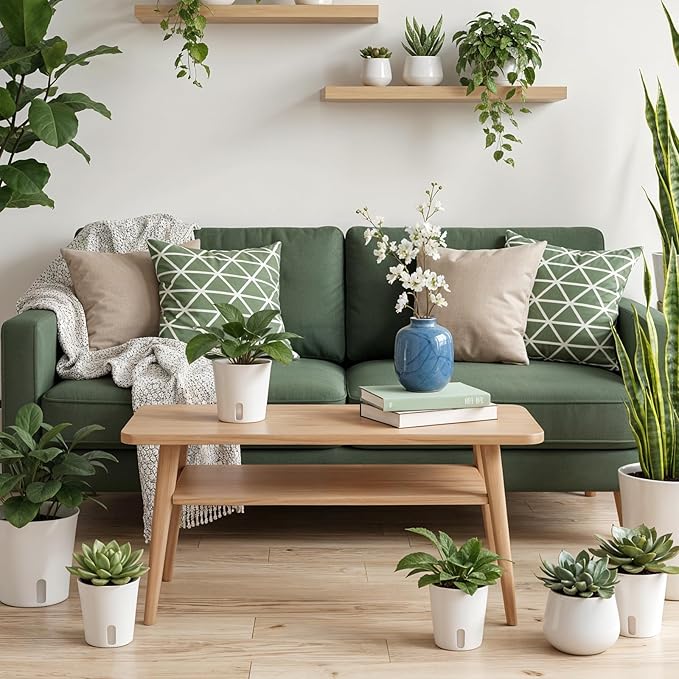 20 Sets 3" Self Watering Pots, White Self Watering Planters for Indoor Plants, Small Plastic Self Watering Garden Pots with Level Indicator and Vents for House Plants, Flowers