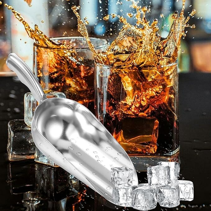 2 PCS Aluminum Ice Scoops, Cast Aluminum Utility Scoops, 12-Ounce, Food-Grade, Good for Home and Commercial Use of Bar, Ice, Flour Utility Scoop, Ice Scoop for Ice Machine, Hand-Wash Recommended