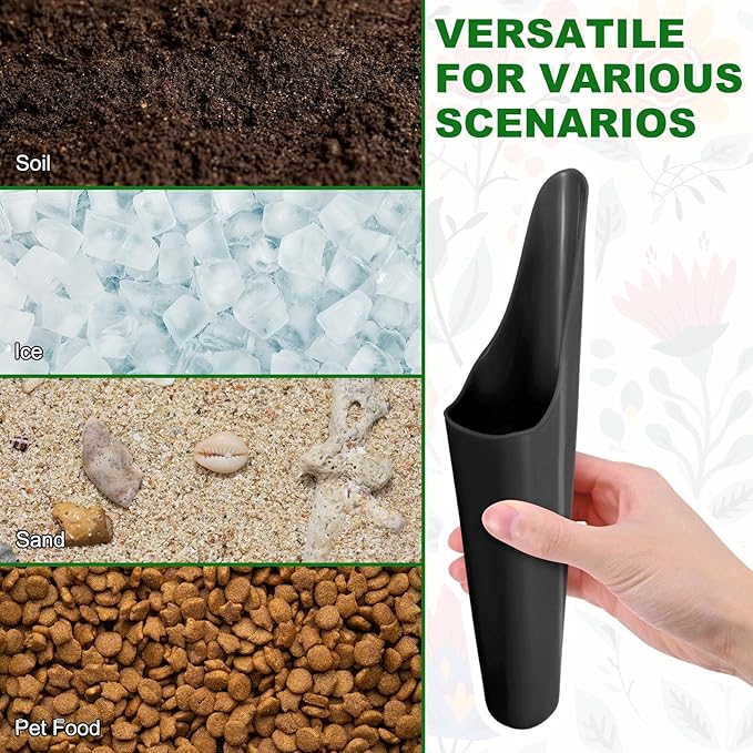 M METERXITY 2-Pack Bonsai Soil Scoops, Plastic Garden Soil Scoops Bucket Shovel Potting Scoopers for Transplanting/Flower Planting/Plant Succulent, Colorful Small Gardening Tools [Black]