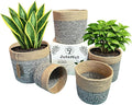 Planter Basket Set – 5-Piece Handwoven Jute Planter Basket for Home Decor, Nursery, or Indoor Plants (5'' to 8'' Diameter, 4.75'' to 7.75'' Height) – Fold & Wrinkle Free - Natural Jute with White Band