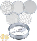 5-in-1 Soil Sifter Set with 5 Replaceable Stainless Steel Mesh Screen & Shovel (1/8" to 1/2"), Soil Sifter for Soils, Compost, Bonsai, Cat Litter and More（11-5/8" Diameter）