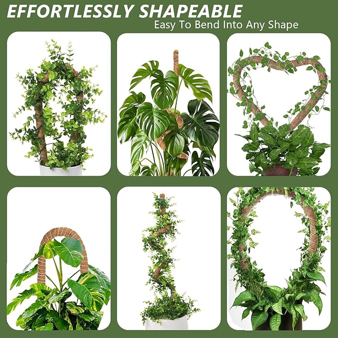MAFONE Moss Pole, 47 Inch Bendable Moss Pole Plant Support for Monstera for Climbing Plants Indoor, Handmade Coco Coir Plant Pole Sticks Support Stakes