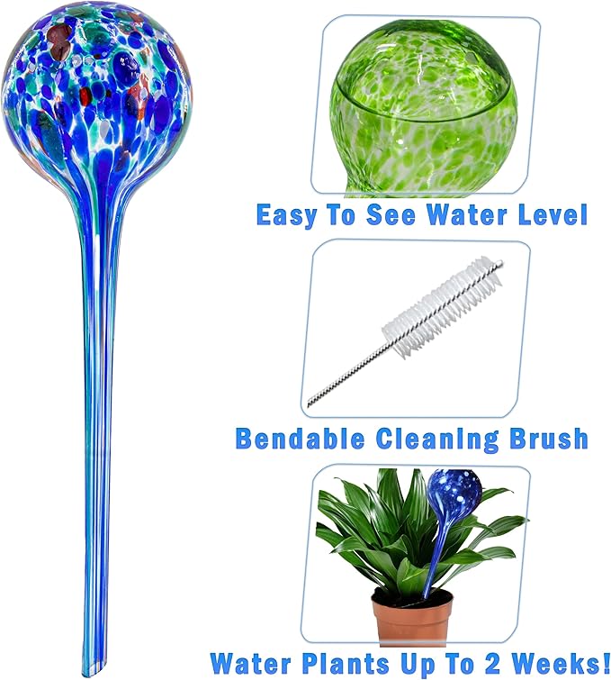 5 STAR SUPER DEALS Aqua Plant Watering Globes - Automatic Watering Ball Bulbs - Self Watering Plant Glass Bulbs System (8, 4 Small & 4 Large)