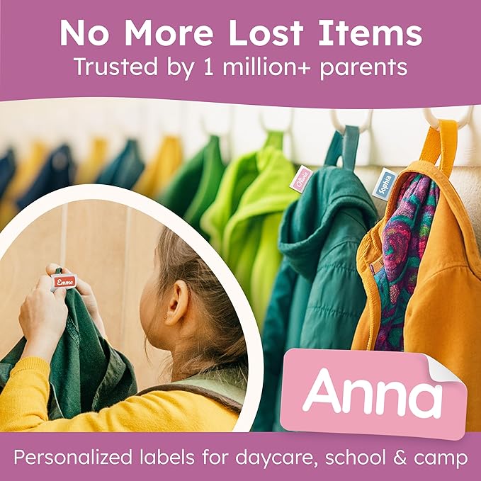 Personalized Name Labels for Kids (70 Labels) - Durable & Waterproof Custom Name Stickers for Clothing Tags, School Supplies, Camp & Daycare - Solid Colors (1.2”x0.5”)