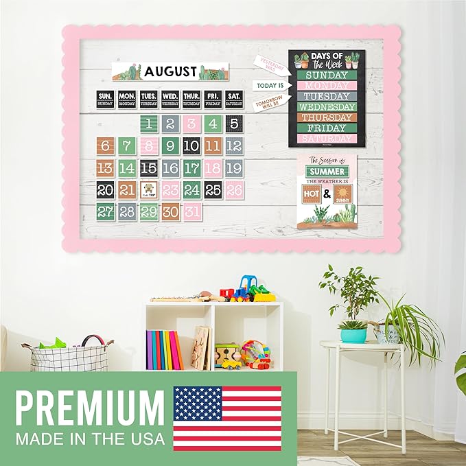 Hadley Designs Classroom Calendar Set Bulletin Board Decorations - Cactus School Calendar for Classroom Decor, Kindergarten Preschool Elementary Teacher Must Haves, Homeschool & Daycare Essentials
