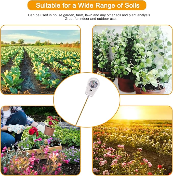 Soil Test Kit 3-in-1, Soil Moisture Meter, Soil PH Meter, Fertility Soil Tester, Soil Tester for Garden, Lawn, Farm, Outdoor & Indoor Use (Cotton Candy White)