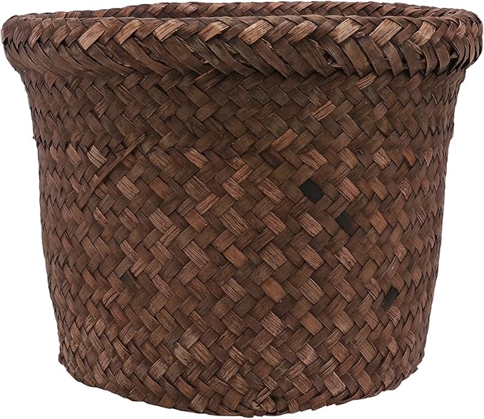 6 inch Seagrass Planter Basket, rattan plant basket Woven Flower Plant Pot Plant Container Flower Pot Cover, Stylish Planter Baskets for Indoor Plants- wicker storage bins S woven plant basket