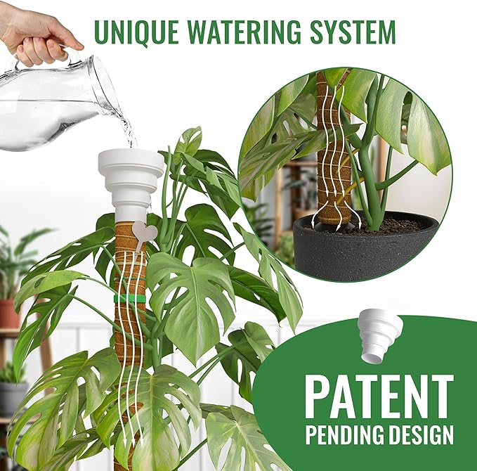 Organo Republic Moss Pole Monstera Plant Support Stakes - 26.4" Unique Self-Watering, Extendable Coco Coir Pole for Climbing Plant Supports for Potted Plants Indoor for Monstera, Pothos & More