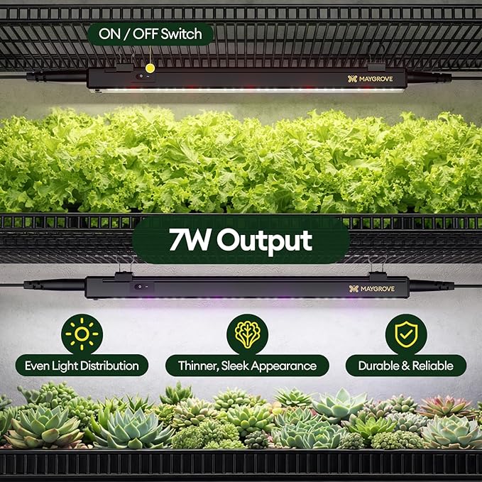 Maygrove Grow Lights for Indoor Plants, Tunable Spectrum 1FT LED Growing Lamp 28W (4 x 7W), T5 Grow Light Strip for Seed Starting, Vegetables, Linkable, Black, 4-Pack
