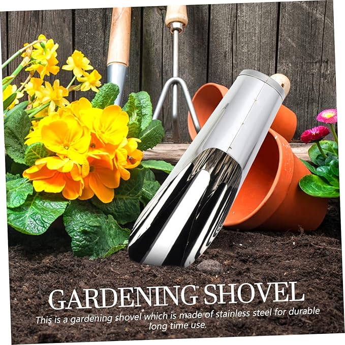 Stainless Steel Gardening Scoop Small Soil Shovel Lightweight Handheld Planting Tool for Transplanting Potting Succulents Indoor Outdoor 6.69In