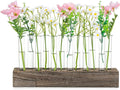 NUPTIO Vase Wedding Centerpiece for Table: 15" Long Rectangular Wooden Base and 12 Pcs Glass Test Tube Bud Vases for Flower Arrangement Dining Table Center Piece Home Decor Gifts for Plant Lovers