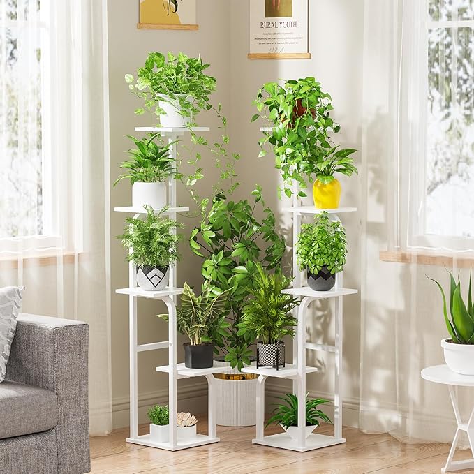 Asgolion 5 Tier Plant Stand Indoor, Plant Shelf for Multiple Plants, Flower Pot Holder Shelf, Planter Display Rack for Patio Garden Balcony Living Room Bedroom Decor, White