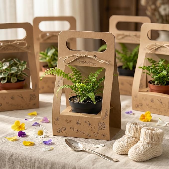Fayoula 24 Pcs Succulent Wrap Bags, Kraft Paper Gift Box for 3 Inch Pots, Party Favors, Baby Shower