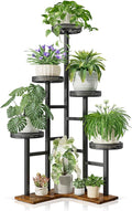 Plant Stand 6 Tier Indoor Outdoor Metal Wood Flower Shelf Corner Flower Holders for Living Room Balcony Garden Patio