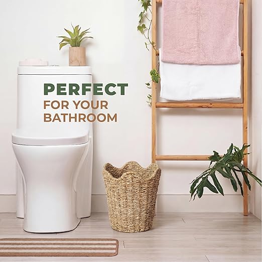 84ECO 2-Pack Scalloped Seagrass Waste Baskets for Bathroom, Bedroom, Office - Scalloped Decor