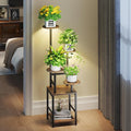 Homsorout Round Plant Stand Indoor with Grow Light, 5-Tiered Tall Plant Stand Indoor, Metal Plant Shelf with Adjustable Light, Ideal for Living Room, Garden, Patio (Black Brown)