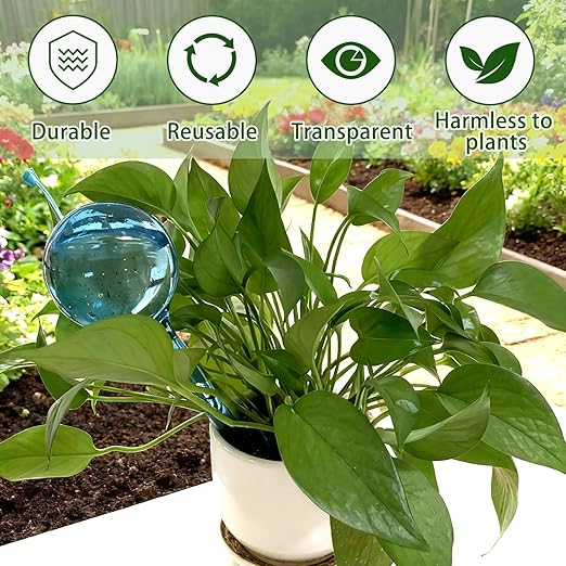 10 Pcs Self Watering Globes, Plant Watering Globes Automatic Watering Bulbs for Indoor Outdoor, Vacation Potted Plant Care Water Conservation Device (Blue)