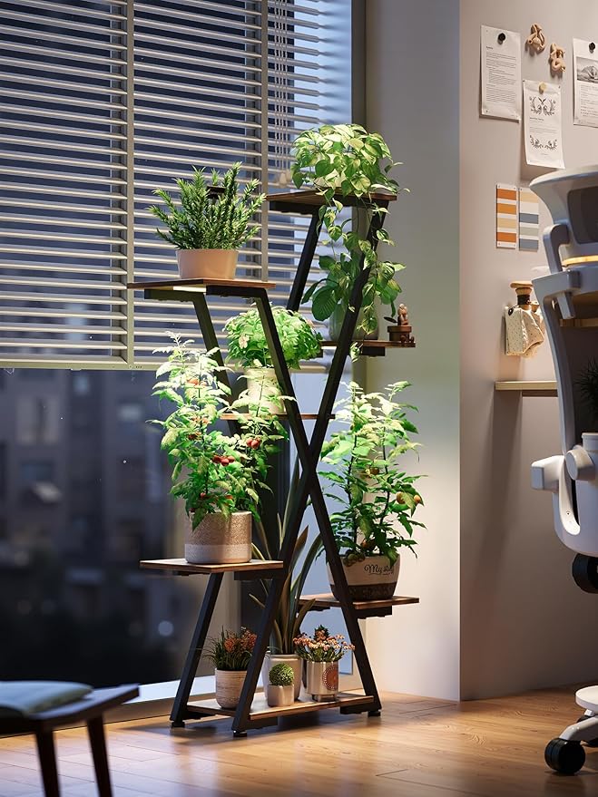 Plant Stand Indoor with Grow Lights: Large Multi-Tiered Metal Rack - Lighted Vertical Shelf with Timer for Flowers and Succulents