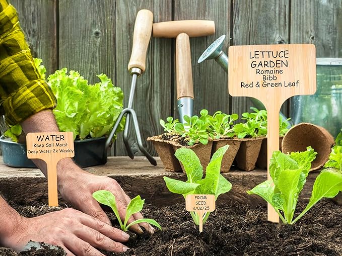 25 Pack 12" Extra Large Bamboo Garden Markers Large Plant Label Tags EasyTo See Bigger Writing Area