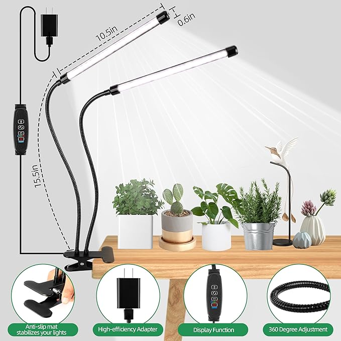 EWPJDK Grow Light 6500K Full Spectrum Plant Grow Lights 84 LED Plant Light with Clip Grow Lamp for Indoor Plants Growing Lamps（2PCS）