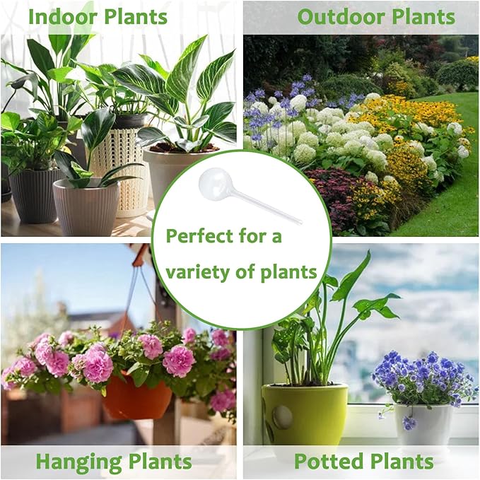 Plant Watering Globes, Self Watering Bulbs for Indoor & Outdoor Plants, Plastic Self-Watering Balls Automatic Water Irrigation Device (Clear, Large 12 Pack)