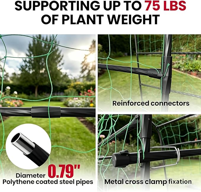 Miory Garden Arch Trellis for Climbing Plants Outdoor, 7ft Tall Plants Support Trellis for Climbing Vine Tomato Vegetable Flower Fruit, Cucumber Trellis for Raised Bed (32 x 83 Inch)