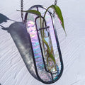 LITMIND Iridescent Stained Glass Plant Propagation Station - Vibrant Hanging Hydroponic Planter Terrarium with 2 Glass Tubes - Perfect for Home & Garden Décor
