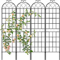 LZRS 4 Pack 83x20in Rustic Iron Arch Decoration Garden Trellis with Black Metal Coating – Perfect for Supporting Climbing Plants Outdoor, Roses, Vines, Flowers, and Vegetables.