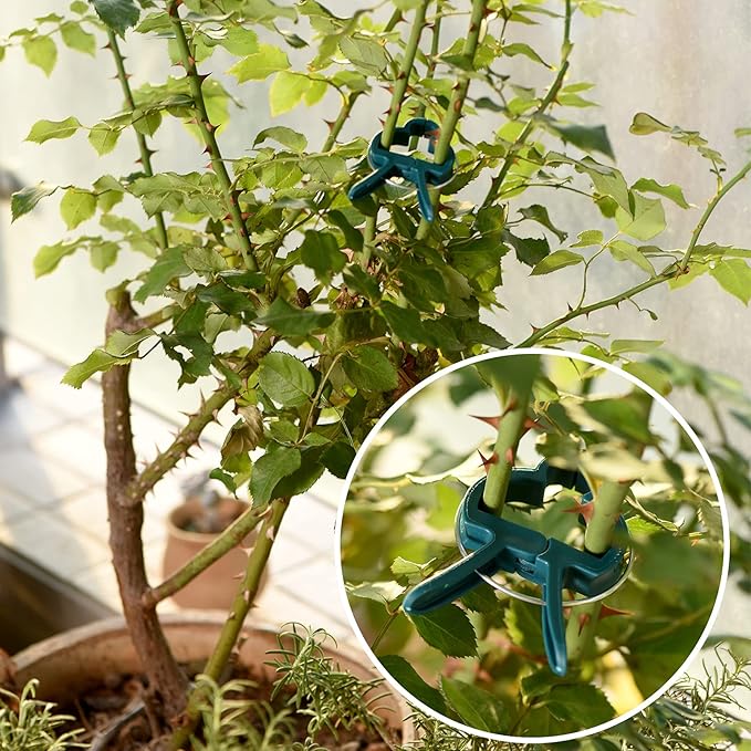 PERSZEN Plant Support Clips, 120 PCS Gentle Flower Plant Clamps for Supporting Vine Climbing Plants, Gardening Lever Loop Gripper Clips Help Stems Vines Grow Straight Upright, 2 Sizes in one Pack