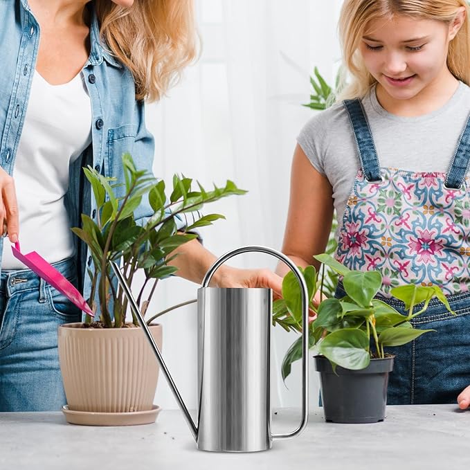 Long Spout Watering Can, 50 Oz Stainless Steel, Durable Gardening Kettle, Precise Pouring Design, Easy Handle Indoor Plant Care, Premium Plant Watering Tool, Indoor, Potted Plants, Courtyard