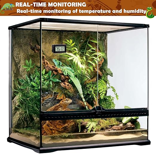 Reptile Thermometer and Humidity Gauge,2PCS Digital Hygrometer Adhesive Reptile Terrarium Hydrometer,Bearded Dragon Tank Accessories,Pet Humidity Meter Supplies for Leopard Crested Gecko,Snake,Lizard