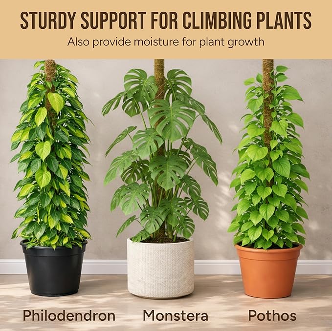 Craft911 Moss Pole Monstera Plant Support – 64” Bendable Moss Pole Monstera Plant Support, Plant Stakes for Indoor Plants, Tall Plant Sticks Support for Climbing Plants