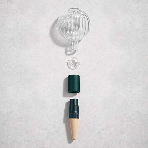 Soilagua 12 oz Plant Watering Globes Top Fill, Clear Glass Water Bulbs with Terracotta Spikes Stake, Vacation Slow Release Self Watering Planter Insert, Automatic Drip Device, 1 Pack