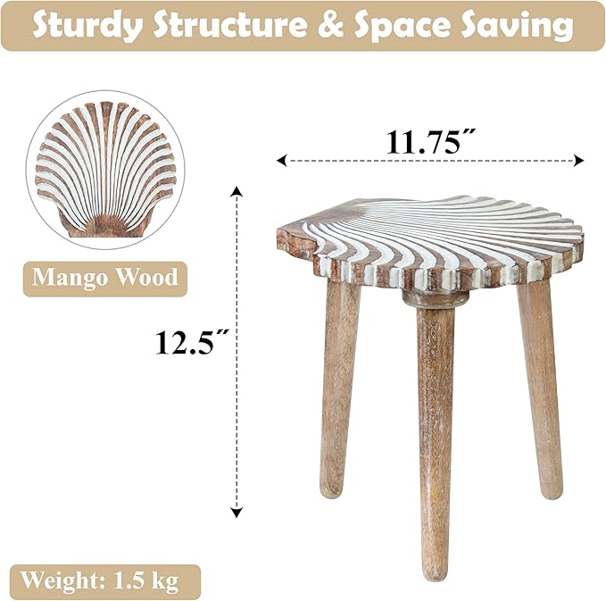 Crocon Side Table - Small End Table for Living Room, Bedroom, Office, Patio, Nightstand, Coffee Table, Wood Stool for Plants, 11.7x12.5 Inch