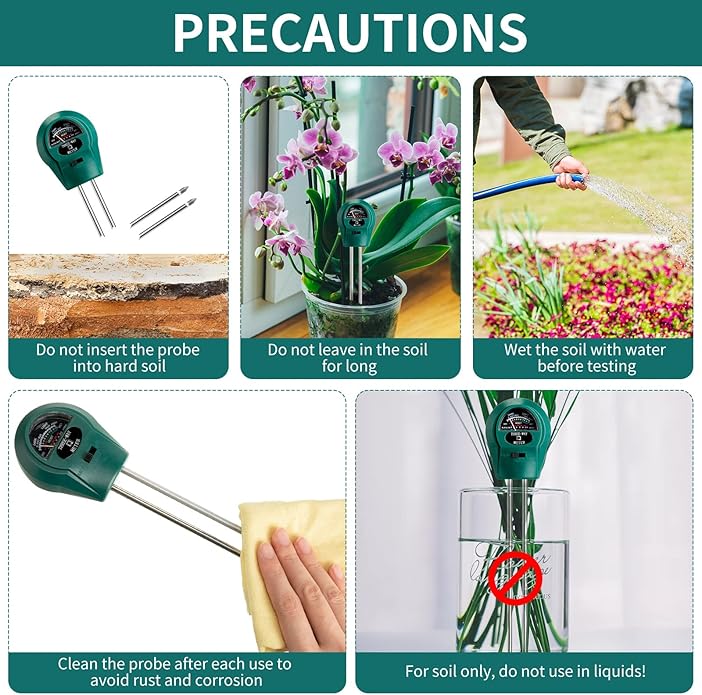 Sherr 4 Pieces Plant Moisture Meter 3 in 1 Soil Moisture Meter for House Plants pH Tester Moisture Monitor for Gardening Indoor Outdoor Lawn Patio Farm Plants, No Battery Required