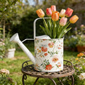Vintage Floral Metal Watering Can, Decorative Watering Pot for Indoor Outdoor Plants, Shabby Chic Garden Watering Tool with Long Spout, Rustic Home Patio Decor