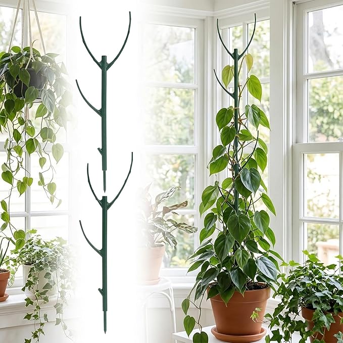 5 Pack Stackable Monstera Plant Support Stakes for Indoor & Outdoor Plants, Adjustable Plant Support Pole with Clamps, Garden Accessories for Monstera and Climbing Plants Replacement for Plant Stakes
