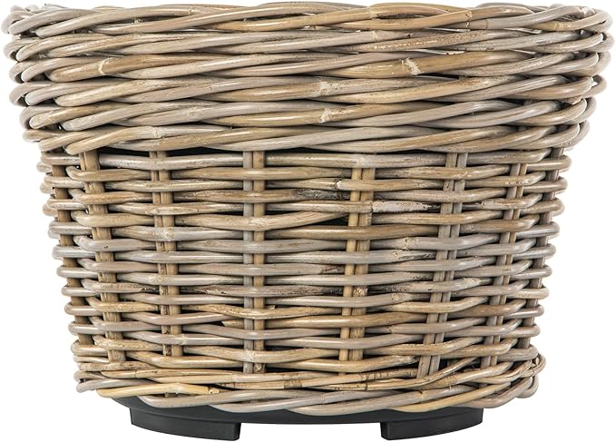 Kouboo Rattan Planter Basket with Plastic Pots Planters Flower Pots Decorative Fall planters for Front Porch Whiskey Barrel Basket Indoor Outdoor Plant Pots Small