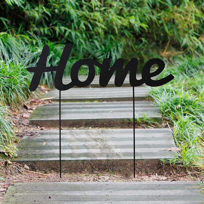 Metal Letters Garden Stakes Yard Art Word Sign Lawn Decoration Indoor Outdoor Plant Pot Decor Decorative Stick for Patio Pathway Flower Bed (home)