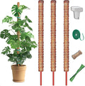 3 Pack 28 Inch Moss Pole, Stackable Moss Poles for Climbing Plants Monstera, Tall Plant Sticks Accessories, Large Coir Monstera Plant Support Stakes for Potted Plants Indoor, Pothos
