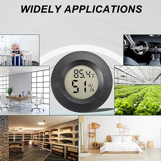 Mini Hygrometer Digital Thermometer Humidity Meter 2 Pack Hygrometer Thermometers Indoor/Outdoor Humidity Monitor Reptile Thermometer for Greenhouse Garden Cellar Fahrenheit(℉)/ Celsius(℃)