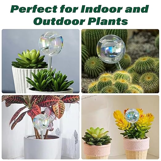 2 Pcs Glass Self Watering Globes, Iridescent Automatic Plant Waterer Bulbs Devices for Indoor & Outdoor Plants, Slow Release Watering Devices System for Various Plants